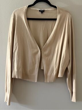 Torrid Neutral Beige Open-Front Cropped Cardigan